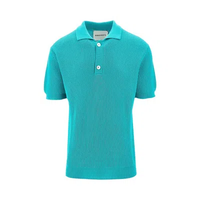 Amaranto English Rib Knitted Polo Shirt In Green