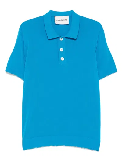 Amaranto Fine-knit Polo Shirt In Blue