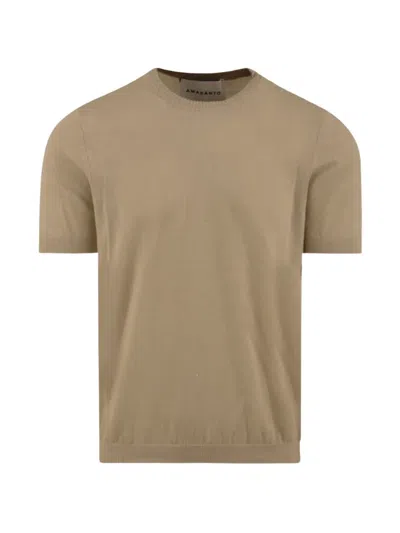 Amaranto Fine-knit Short-sleeve Sweater In Yellow