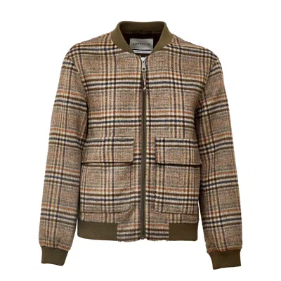 Amaranto Galles Plaid Wool Over Bomber Jacket In Multi
