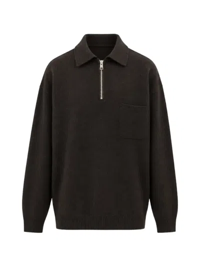 Amaranto Half-zip Chest-pocket Sweater In Gray