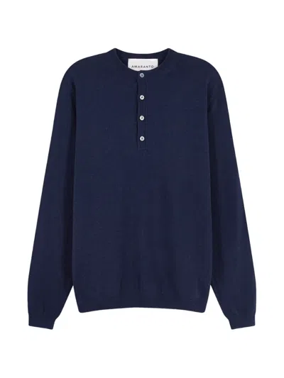 Amaranto Henley Sweater In Blue