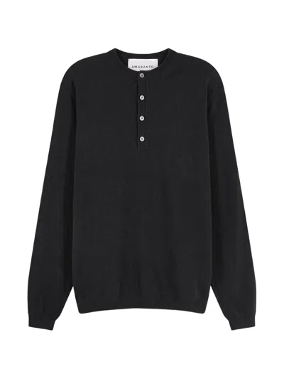 Amaranto Henley-neck Sweater In Black