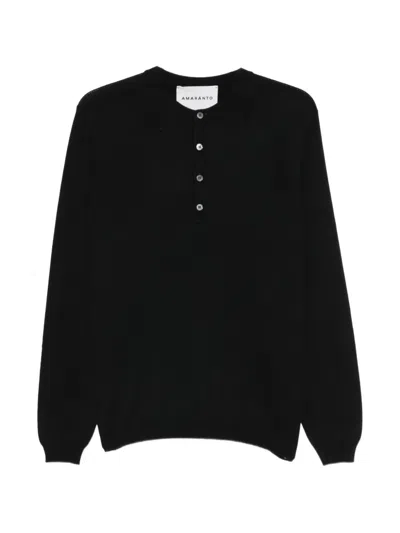 Amaranto Henley-neck Sweater In Black