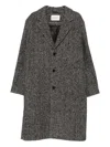Amaranto Mid-length Herringbone Pattern Coat In Gray