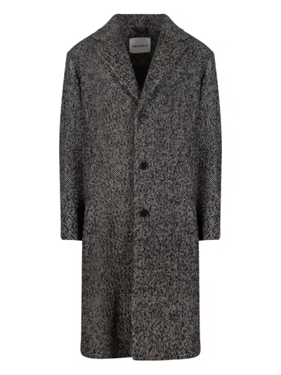 Amaranto Herringbone-pattern Coat In Animal Print
