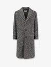 Amaranto Herringbone Pattern Wool Coat In Gray