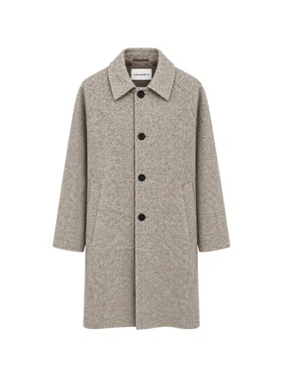 Amaranto Herringbone-weave Long-sleeve Coat In Gray