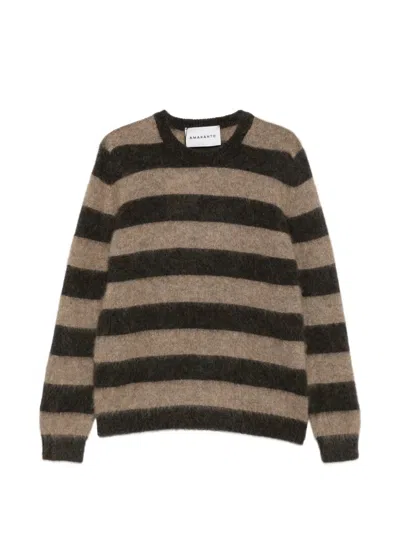 Amaranto Horizontal-stripe Sweater In Brown
