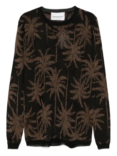 Amaranto Intarsia-knit Top In Black