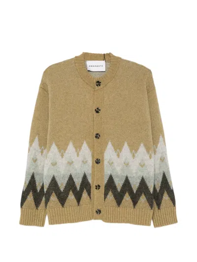 Amaranto Intarsia-knit Cardigan In Brown