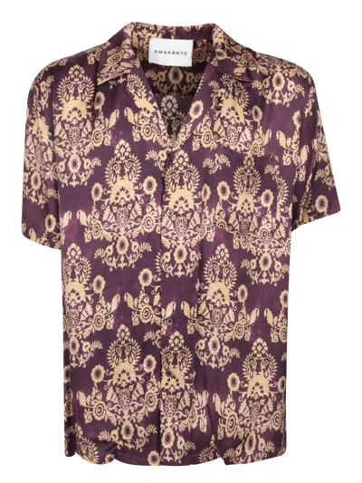 Amaranto Intricate Floral Patterned Purple Shirt In Burgundy