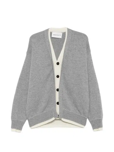Amaranto Layered-effect Knit Cardigan In Gray