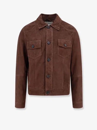 Amaranto Leather Jacket With Pockets In Brown