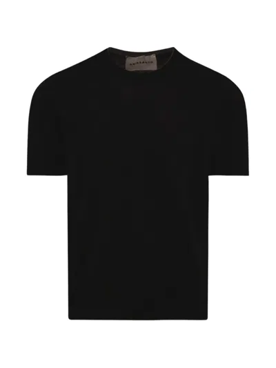 Amaranto Linen Short-sleeve Sweater In Black