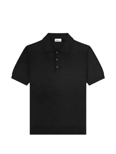 Amaranto Linen-knit Polo Shirt In Black