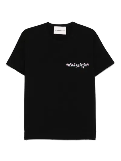 Amaranto Logo-embroidered T-shirt In Black