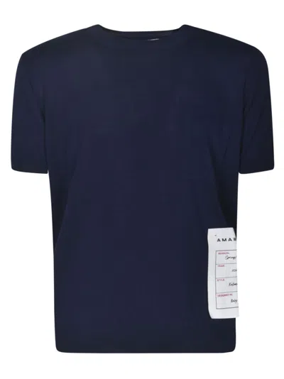 Amaranto Logo Short-sleeved Jumper In Navy
