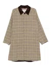 Amaranto Long Wool Coat With Check Pattern In Neutral