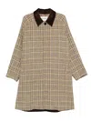 Amaranto Long Wool Coat With Check Pattern In Brown