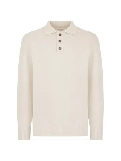 Amaranto Long-sleeved Polo Sweater In Neutral