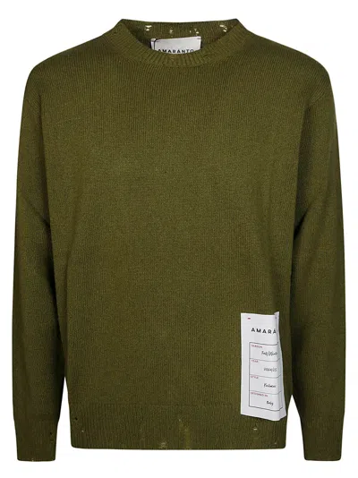 Amaranto Maglia Girocollo Rotture In Olive Green