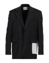 AMARANTO AMARANTO MAN BLAZER BLACK SIZE 42 POLYESTER, VIRGIN WOOL, ELASTANE