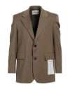 Amaranto Man Blazer Military Green Size 42 Polyester, Virgin Wool, Elastane In Green