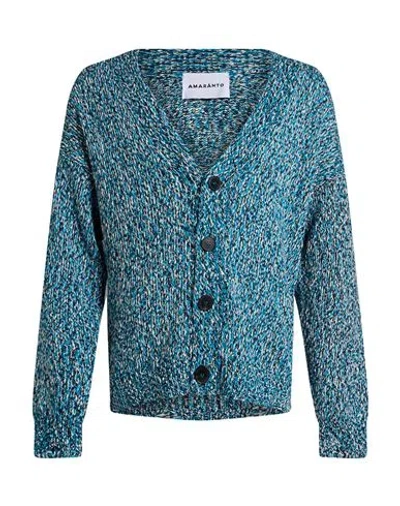 Amaranto Man Cardigan Azure Size Xl Cotton In Blue