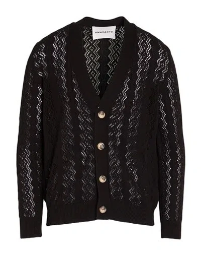 Amaranto Man Cardigan Black Size L Cotton