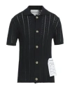 Amaranto Man Cardigan Black Size M Cotton, Polyamide In Black