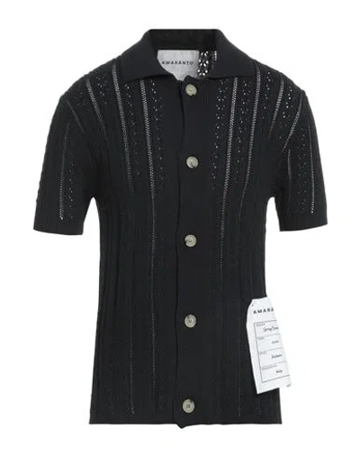 Amaranto Man Cardigan Black Size M Cotton, Polyamide