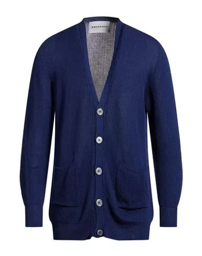 Amaranto Man Cardigan Blue Size M Cotton