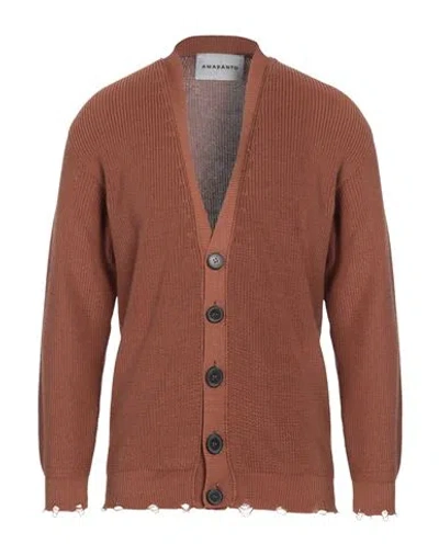 Amaranto Man Cardigan Brown Size L Cotton