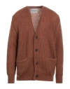 Amaranto Man Cardigan Brown Size M Mohair Wool, Polyamide, Wool