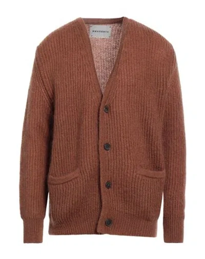 Amaranto Man Cardigan Brown Size M Mohair Wool, Polyamide, Wool