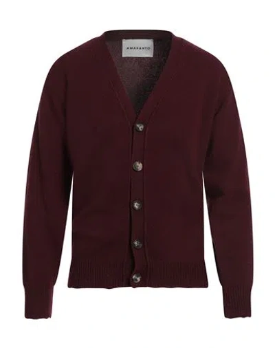 Amaranto Man Cardigan Burgundy Size S Wool, Cashmere