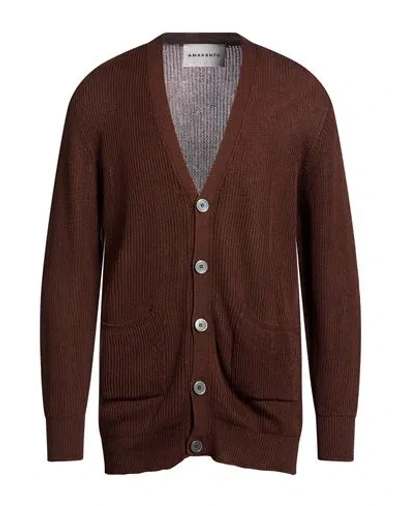 Amaranto Man Cardigan Chocolate Brown Size M Cotton