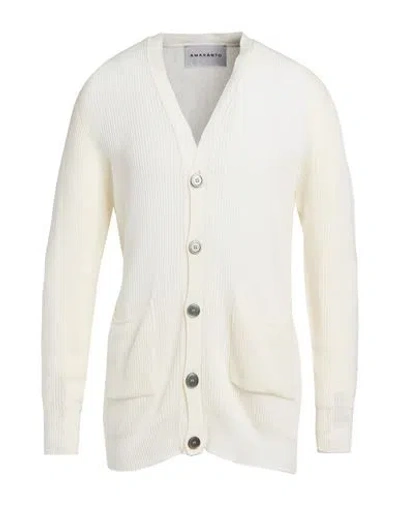 Amaranto Man Cardigan Cream Size L Cotton In Multi