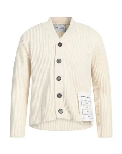Amaranto Man Cardigan Cream Size S Wool In White