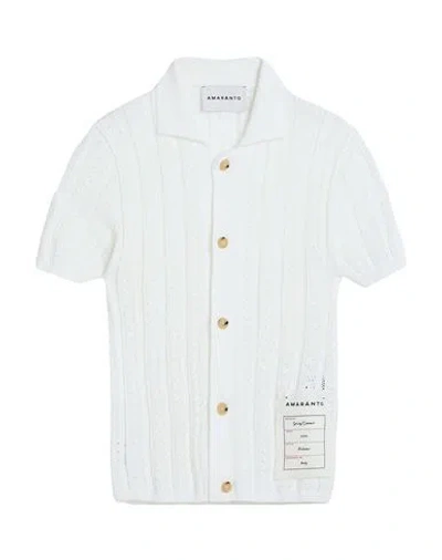 Amaranto Man Cardigan Ivory Size M Cotton, Polyamide In White