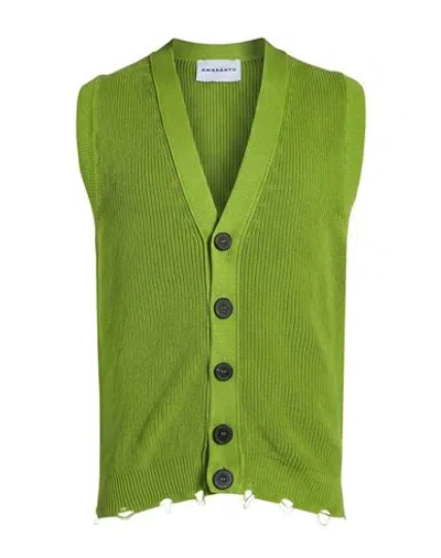Amaranto Man Cardigan Lime Green Size Xl Cotton