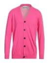 Amaranto Man Cardigan Magenta Size L Cotton