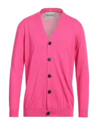 Amaranto Man Cardigan Magenta Size L Cotton