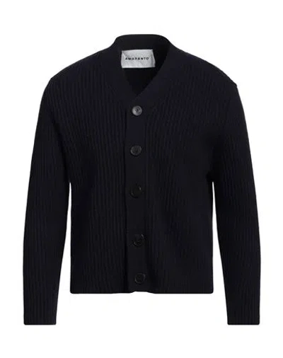 Amaranto Man Cardigan Midnight Blue Size S Wool