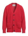 Amaranto Man Cardigan Red Size L Wool, Polyamide