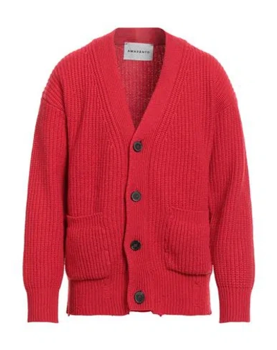 Amaranto Man Cardigan Red Size L Wool, Polyamide