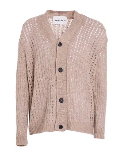 Amaranto Man Cardigan Taupe Size Xl Merino Wool, Alpaca Wool, Polyamide In Pink