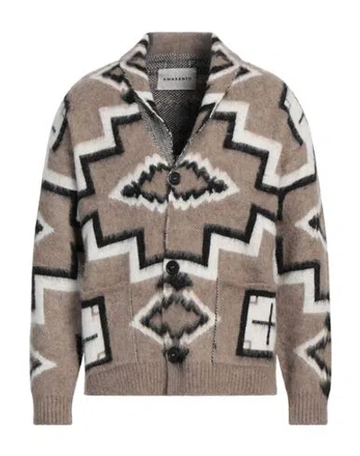 Amaranto Man Cardigan Taupe Size Xxl Acrylic, Wool, Polyamide, Viscose, Alpaca Wool In Grey