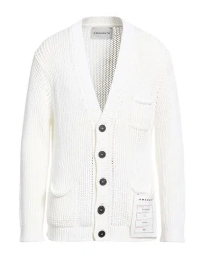 Amaranto Man Cardigan White Size S Cotton, Polyester